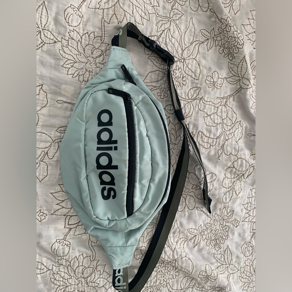 Adidas Light Blue Waist Sling Bag with Black Interior